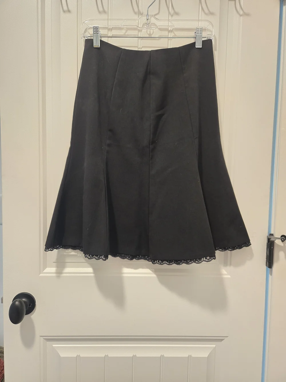 George Black A-Line Skirt with Lace Trim